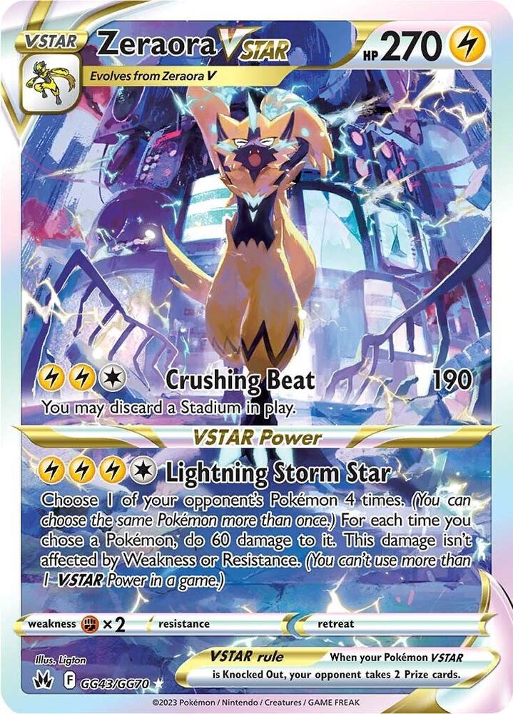 Zeraora VSTAR GG43/GG70 Crown Zenith Pokémon card