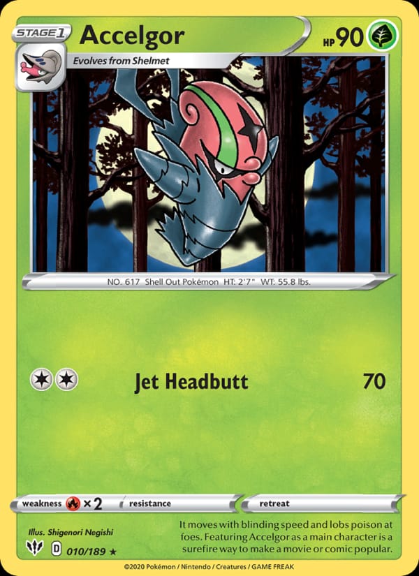 Accelgor 010/189 Darkness Ablaze Pokémon card