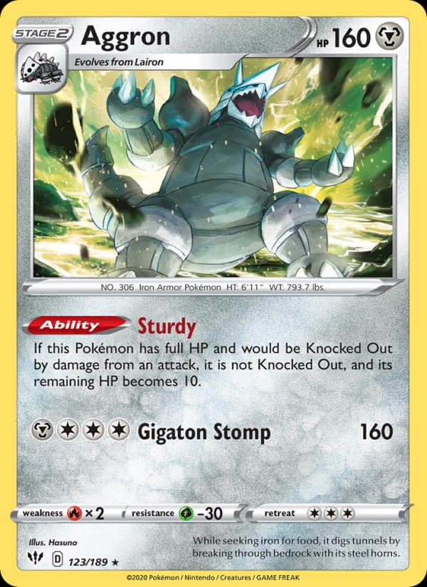 Aggron 123/189 Darkness Ablaze Pokémon card