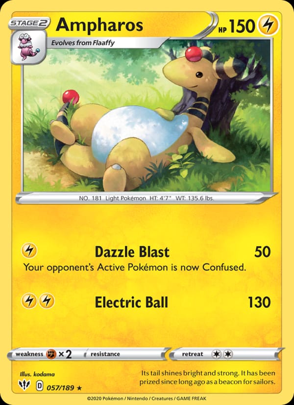 Ampharos 057/189 Darkness Ablaze Pokémon card