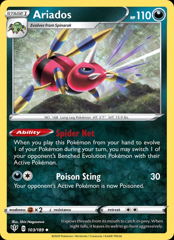 Ariados 103/189 Darkness Ablaze Pokémon card