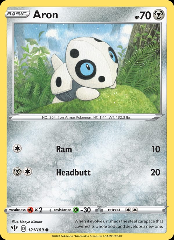 Aron 121/189 Darkness Ablaze Pokémon card