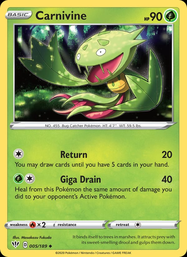 Carnivine 005/189 Darkness Ablaze Pokémon card