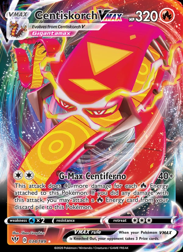 Centiskorch VMAX 034/189 Darkness Ablaze Pokémon card