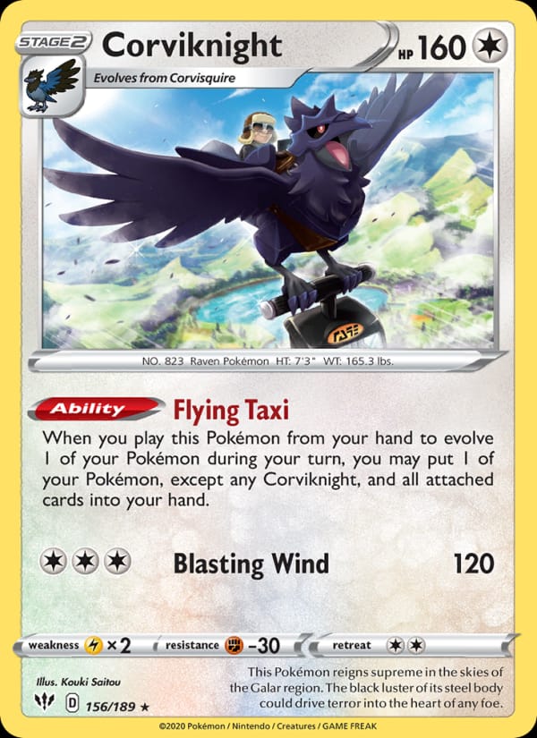 Corviknight 156/189 Darkness Ablaze Pokémon card