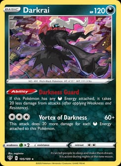 Darkrai 105/189 Holo Rare – Darkness Ablaze Pokémon card