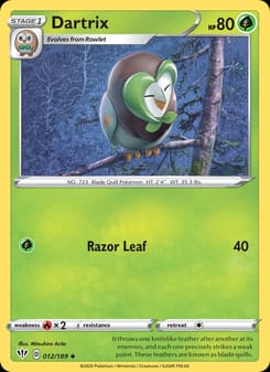 Dartrix 012/189 Uncommon – Darkness Ablaze Pokémon card