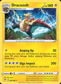 Dracozolt 065/189 Rare – Darkness Ablaze Pokémon card
