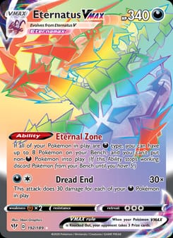 Eternatus VMAX 192/189 Secret Rare – Darkness Ablaze Pokémon card