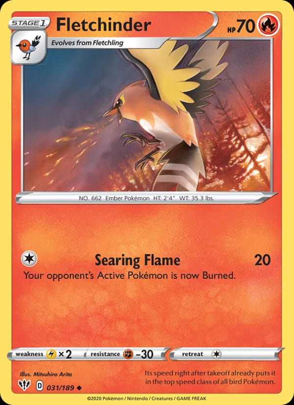 Fletchinder 031/189 Darkness Ablaze Pokémon card