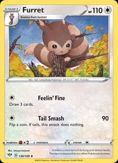 Furret 136/189 Uncommon – Darkness Ablaze Pokémon card