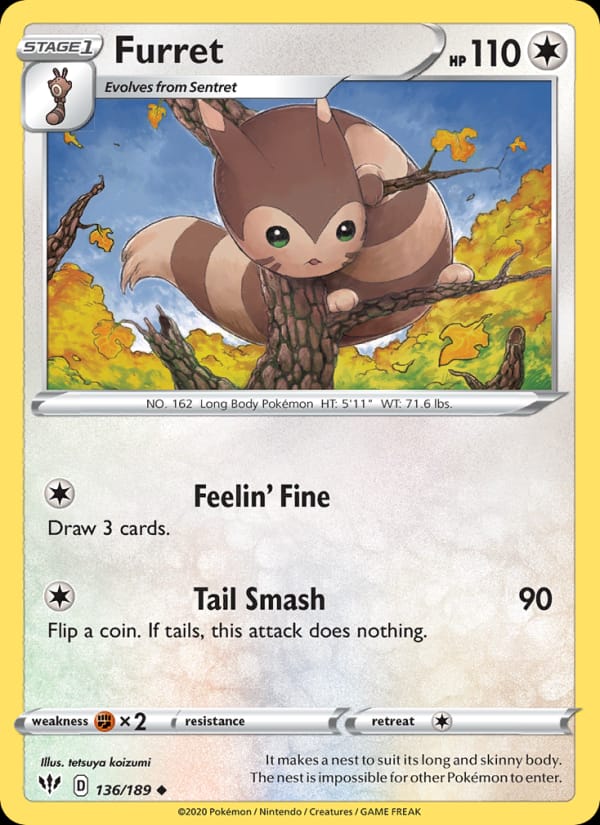 Furret 136/189 Darkness Ablaze Pokémon card