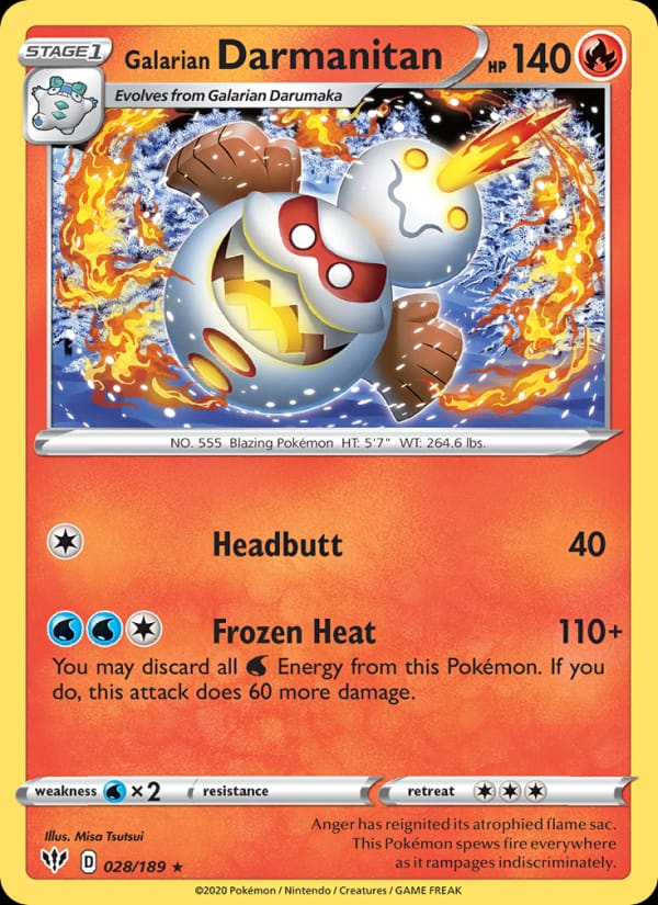 Galarian Darmanitan 028/189 Darkness Ablaze Pokémon card