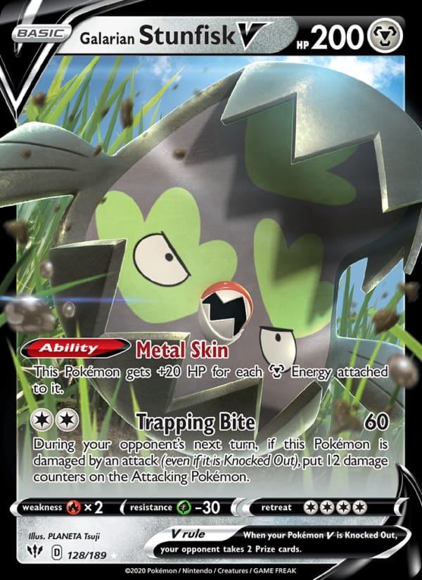 Galarian Stunfisk V 128/189 Darkness Ablaze Pokémon card