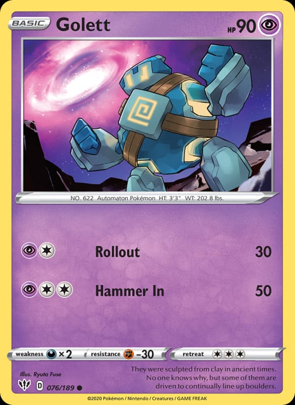 Golett 076/189 Darkness Ablaze Pokémon card