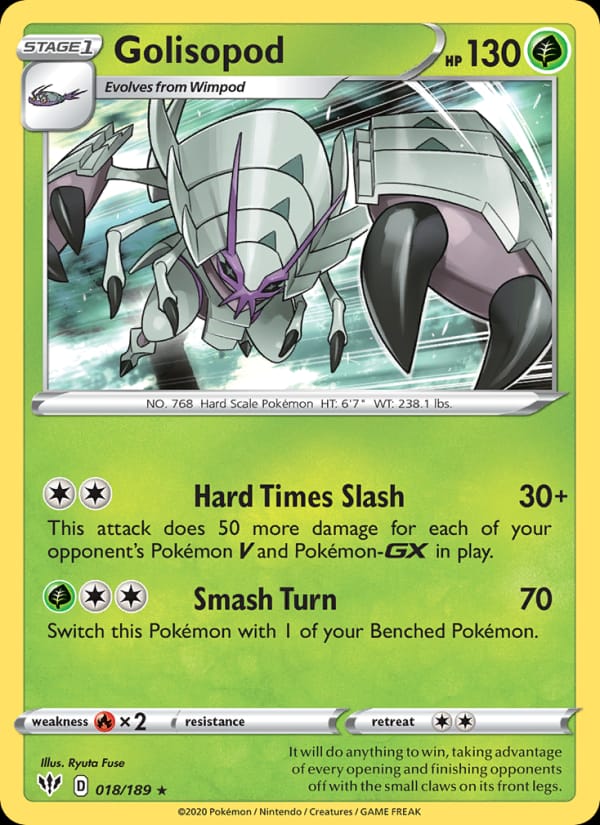 Golisopod 018/189 Darkness Ablaze Pokémon card