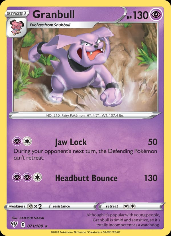Granbull 071/189 Darkness Ablaze Pokémon card