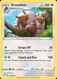 Greedent 153/189 Rare – Darkness Ablaze Pokémon card