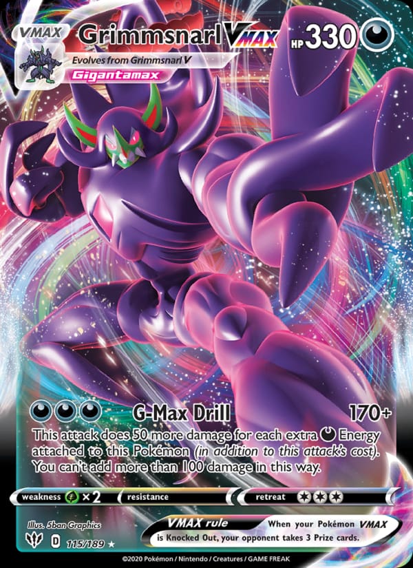 Grimmsnarl VMAX 115/189 Darkness Ablaze Pokémon card