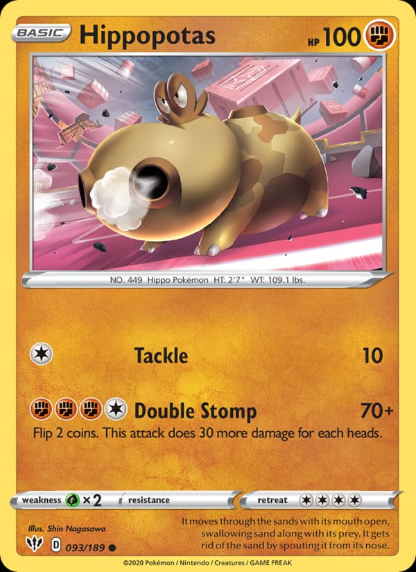 Hippopotas 093/189 Darkness Ablaze Pokémon card