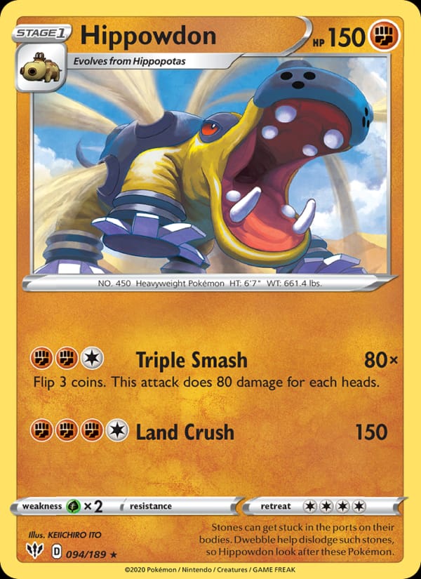 Hippowdon 094/189 Darkness Ablaze Pokémon card