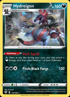 Hydreigon 110/189 Rare – Darkness Ablaze Pokémon card