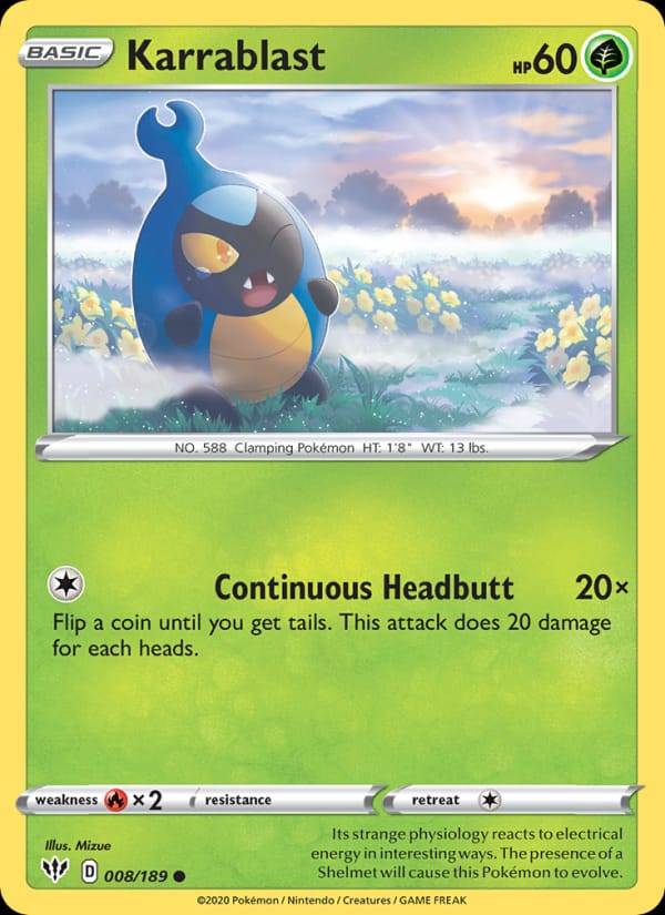Karrablast 008/189 Darkness Ablaze Pokémon card