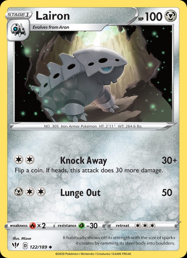 Lairon 122/189 Darkness Ablaze Pokémon card