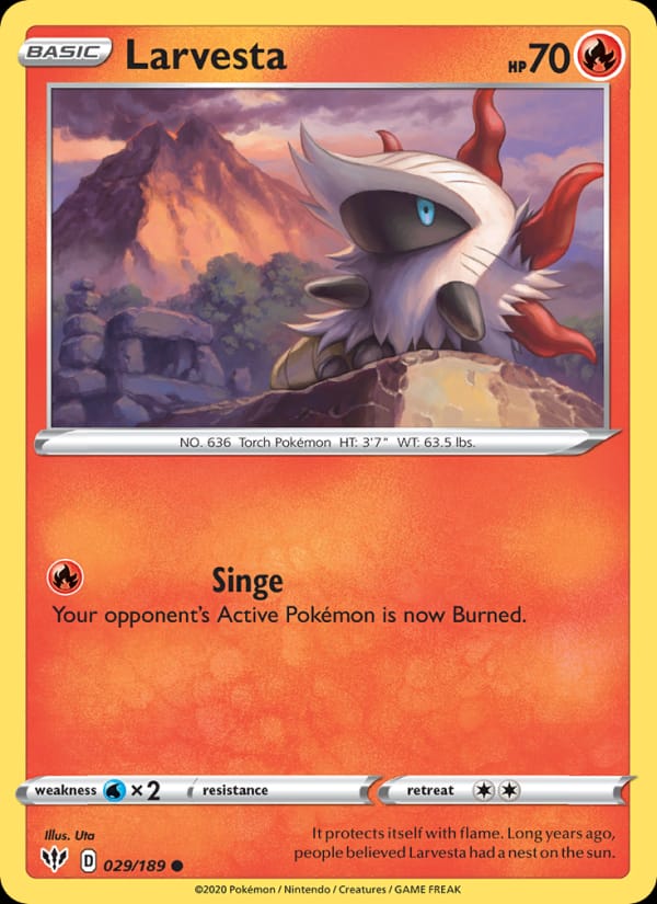 Larvesta 029/189 Darkness Ablaze Pokémon card