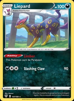 Liepard 107/189 Rare – Darkness Ablaze Pokémon card