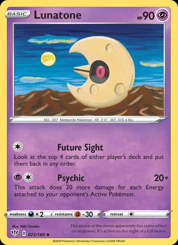 Lunatone 072/189 Darkness Ablaze Pokémon card