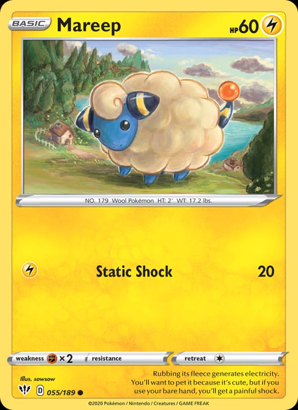 Mareep 055/189 Darkness Ablaze Pokémon card