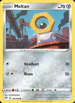 Meltan 129/189 Common – Darkness Ablaze Pokémon card