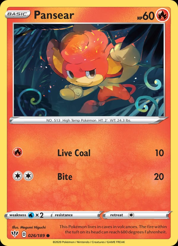 Pansear 026/189 Darkness Ablaze Pokémon card