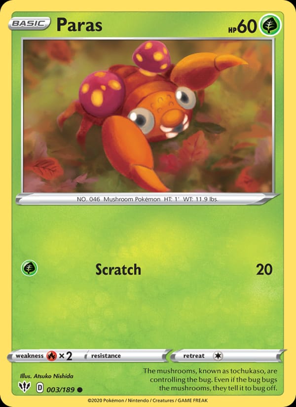 Paras 003/189 Darkness Ablaze Pokémon card