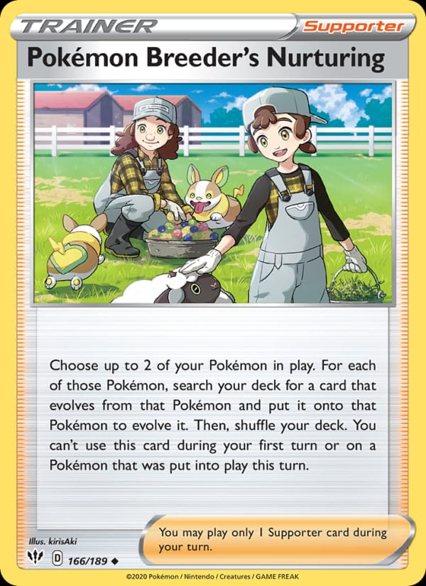 Pokémon Breeder's Nurturing 166/189 Darkness Ablaze Pokémon card