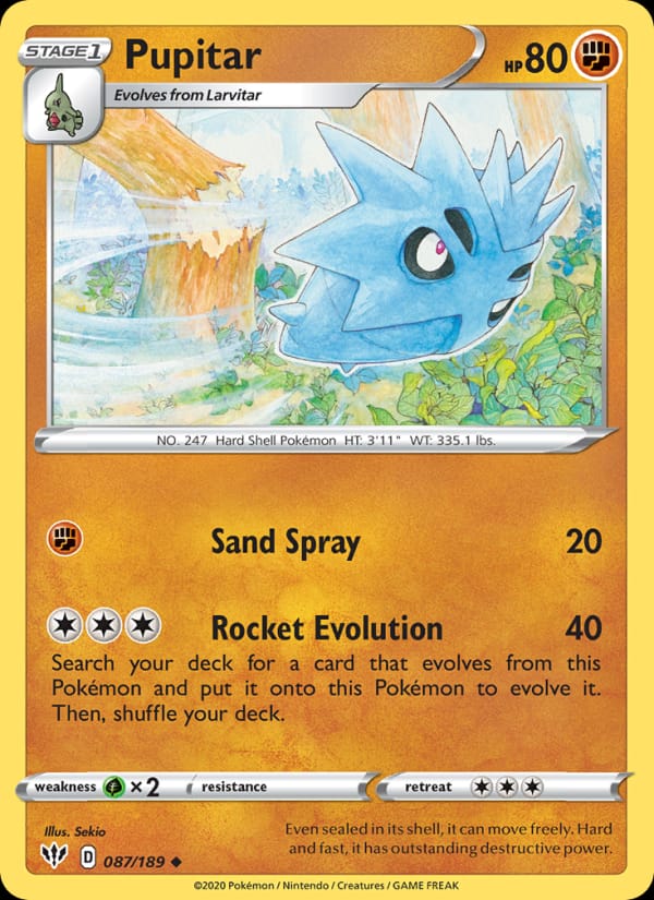 Pupitar 087/189 Darkness Ablaze Pokémon card