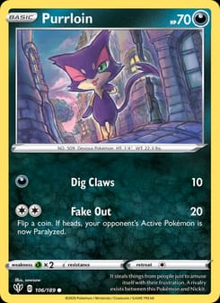 Purrloin 106/189 Common – Darkness Ablaze Pokémon card