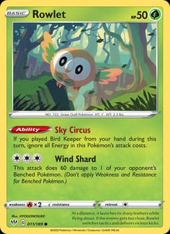 Rowlet 011/189 Common – Darkness Ablaze Pokémon card