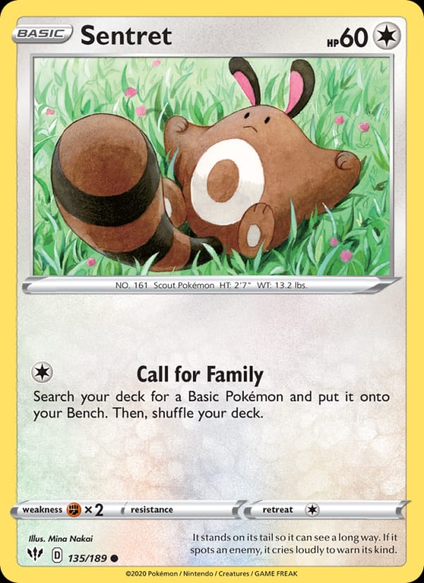 Sentret 135/189 Darkness Ablaze Pokémon card