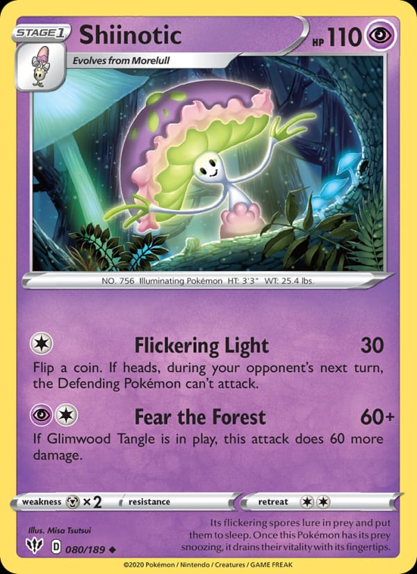 Shiinotic 080/189 Darkness Ablaze Pokémon card