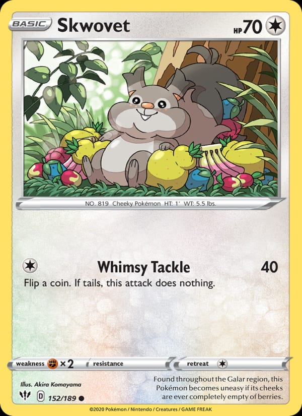 Skwovet 152/189 Darkness Ablaze Pokémon card