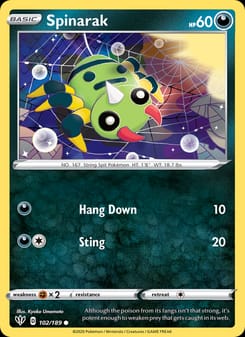 Spinarak 102/189 Common – Darkness Ablaze Pokémon card