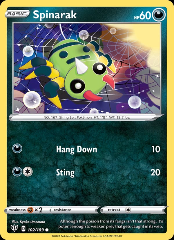 Spinarak 102/189 Darkness Ablaze Pokémon card
