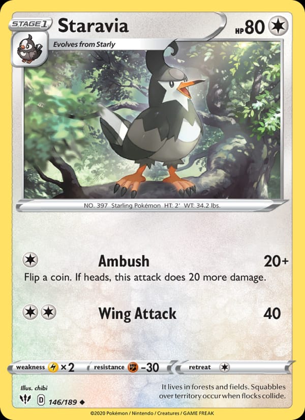 Staravia 146/189 Darkness Ablaze Pokémon card