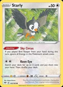 Starly 145/189 Common – Darkness Ablaze Pokémon card