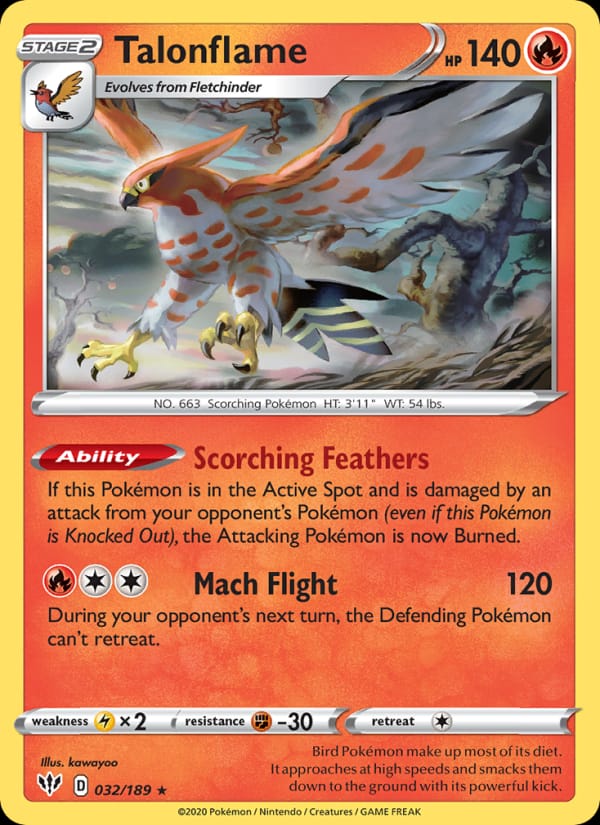 Talonflame 032/189 Darkness Ablaze Pokémon card