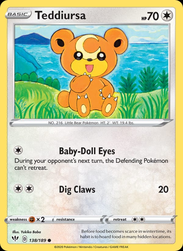 Teddiursa 138/189 Darkness Ablaze Pokémon card