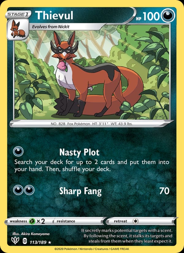 Thievul 113/189 Darkness Ablaze Pokémon card