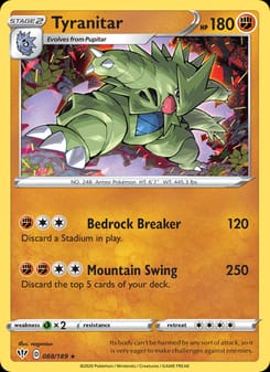 Tyranitar 088/189 Holo Rare – Darkness Ablaze Pokémon card